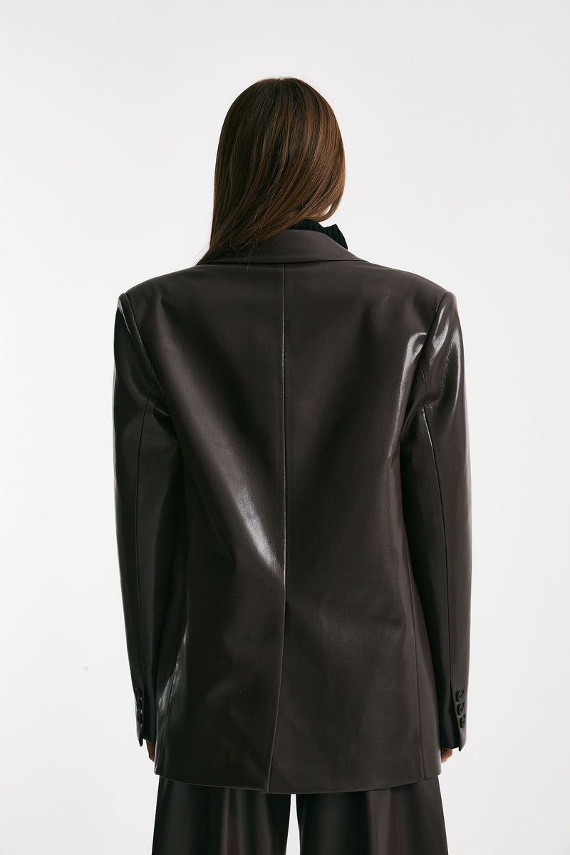 Blazer over in ecopelle bordeaux donna The andamane - 4