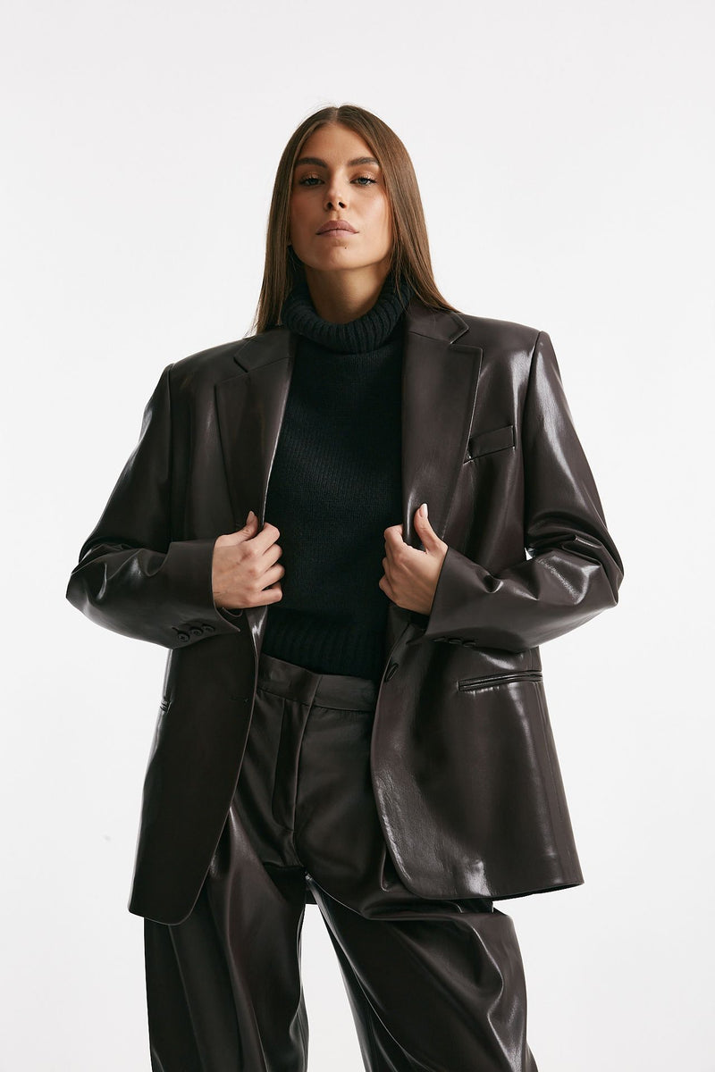 Blazer over in ecopelle bordeaux donna The andamane - 2