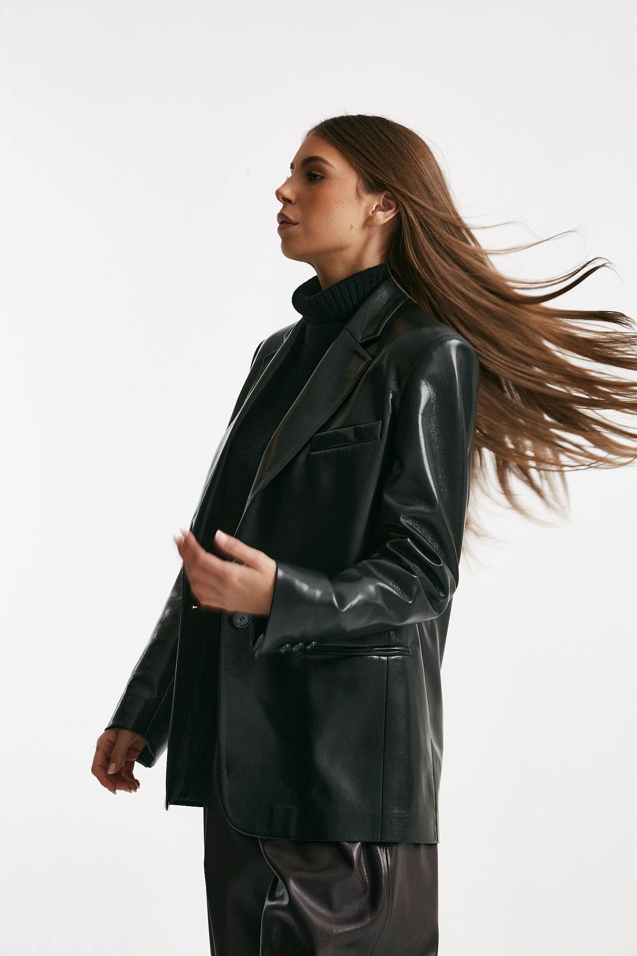 Blazer over in ecopelle nero donna The andamane - 5