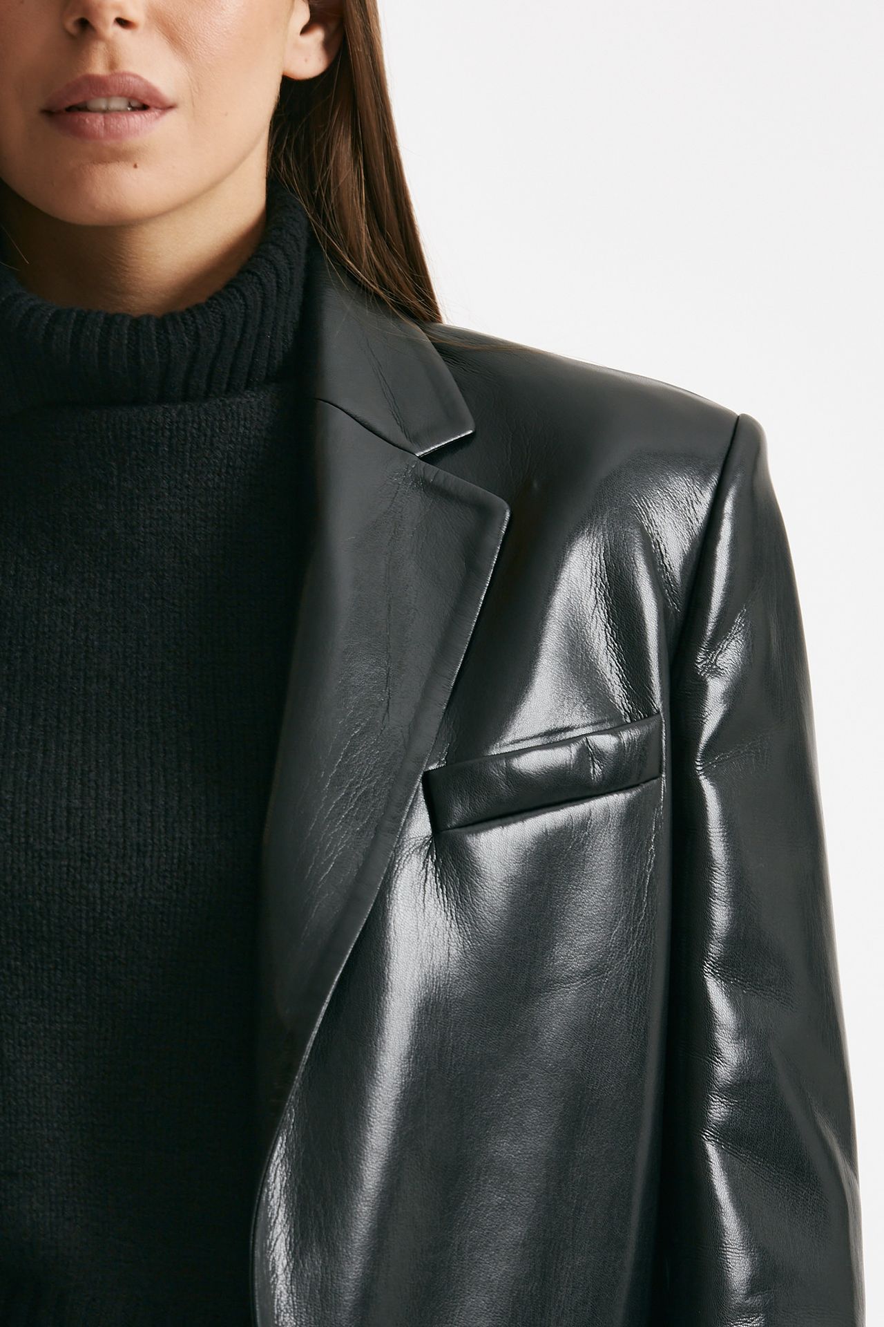 Blazer over in ecopelle nero donna The andamane - 7