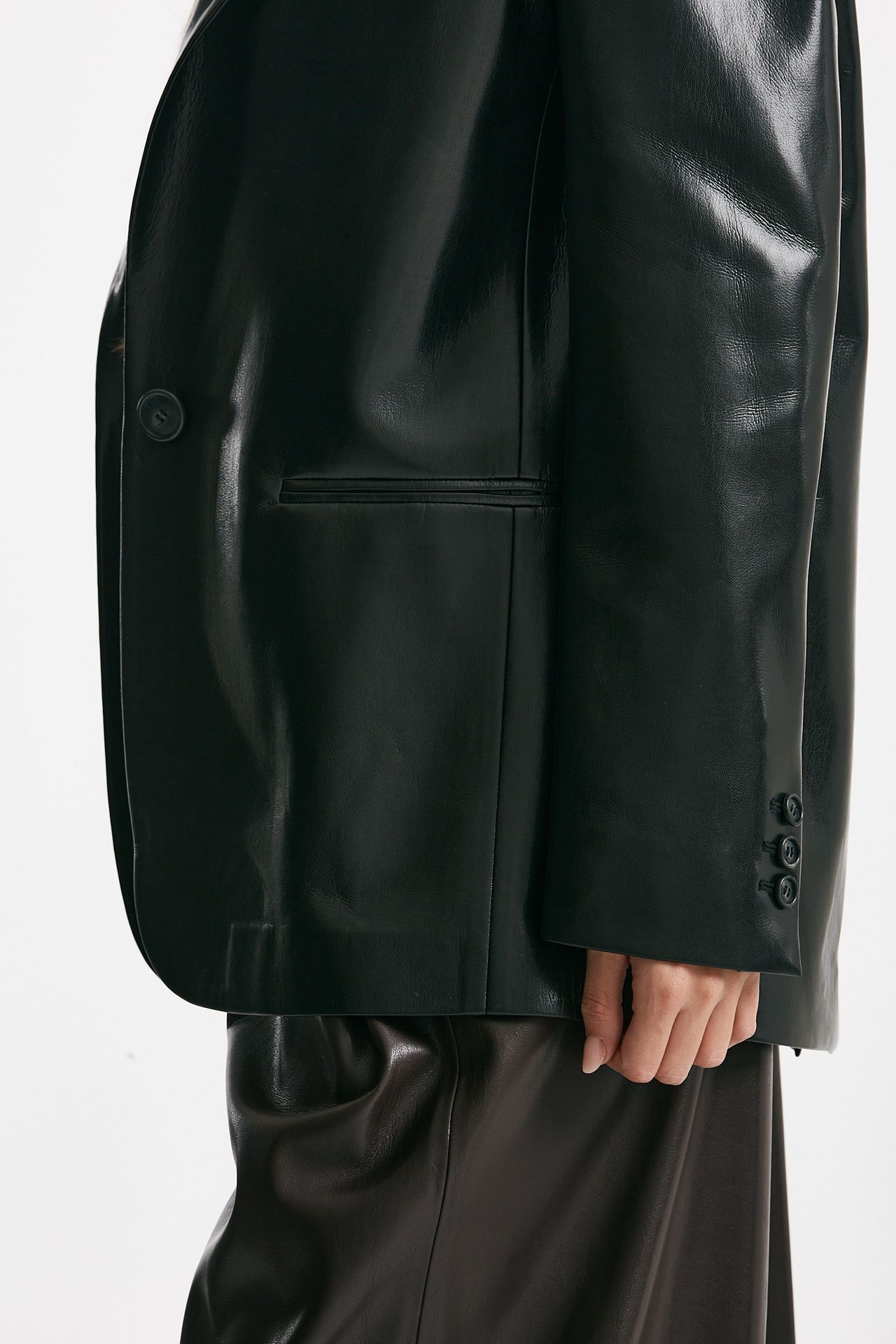 Blazer over in ecopelle nero donna The andamane - 9