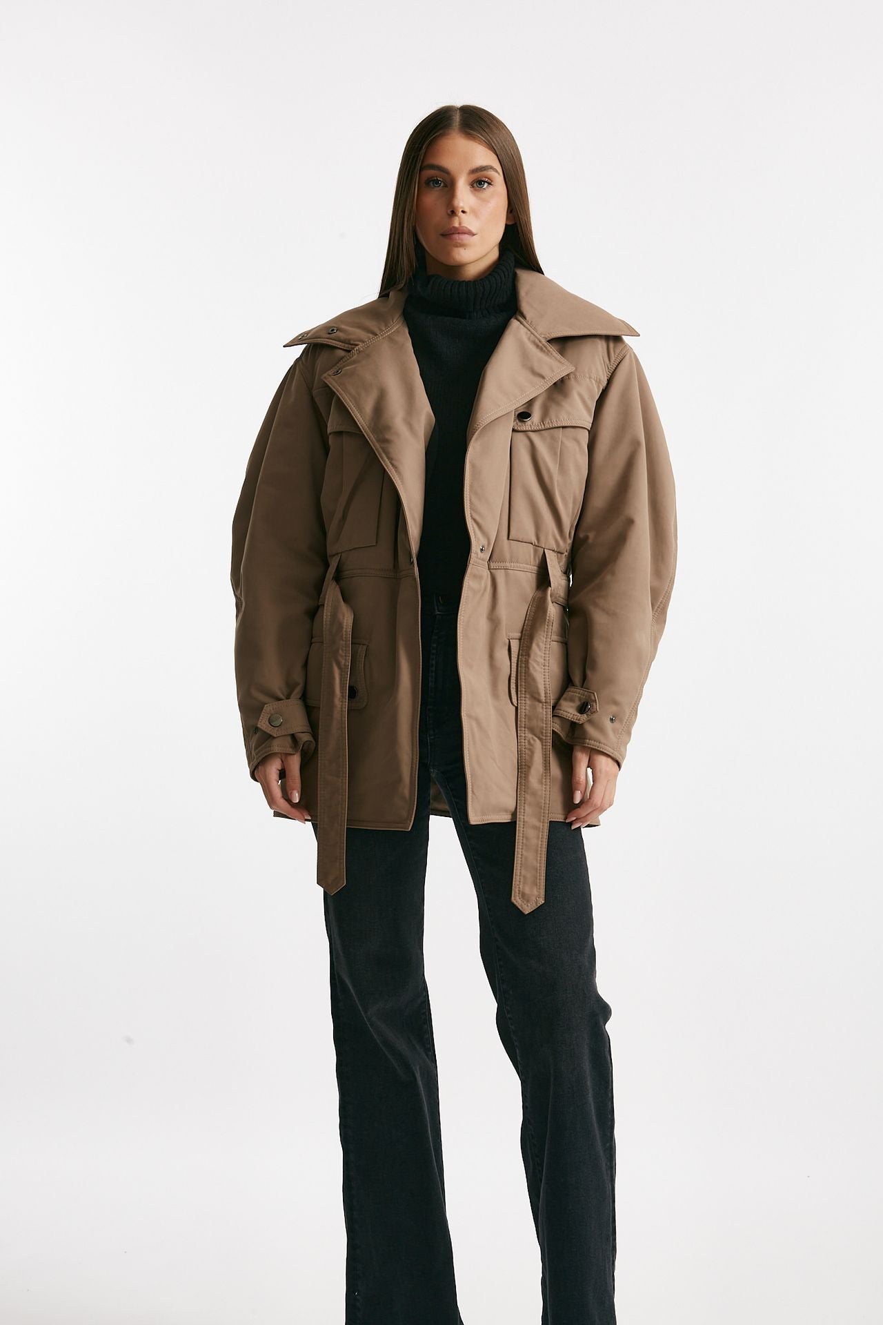 Giaccone con cintura beige donna The andamane - 1