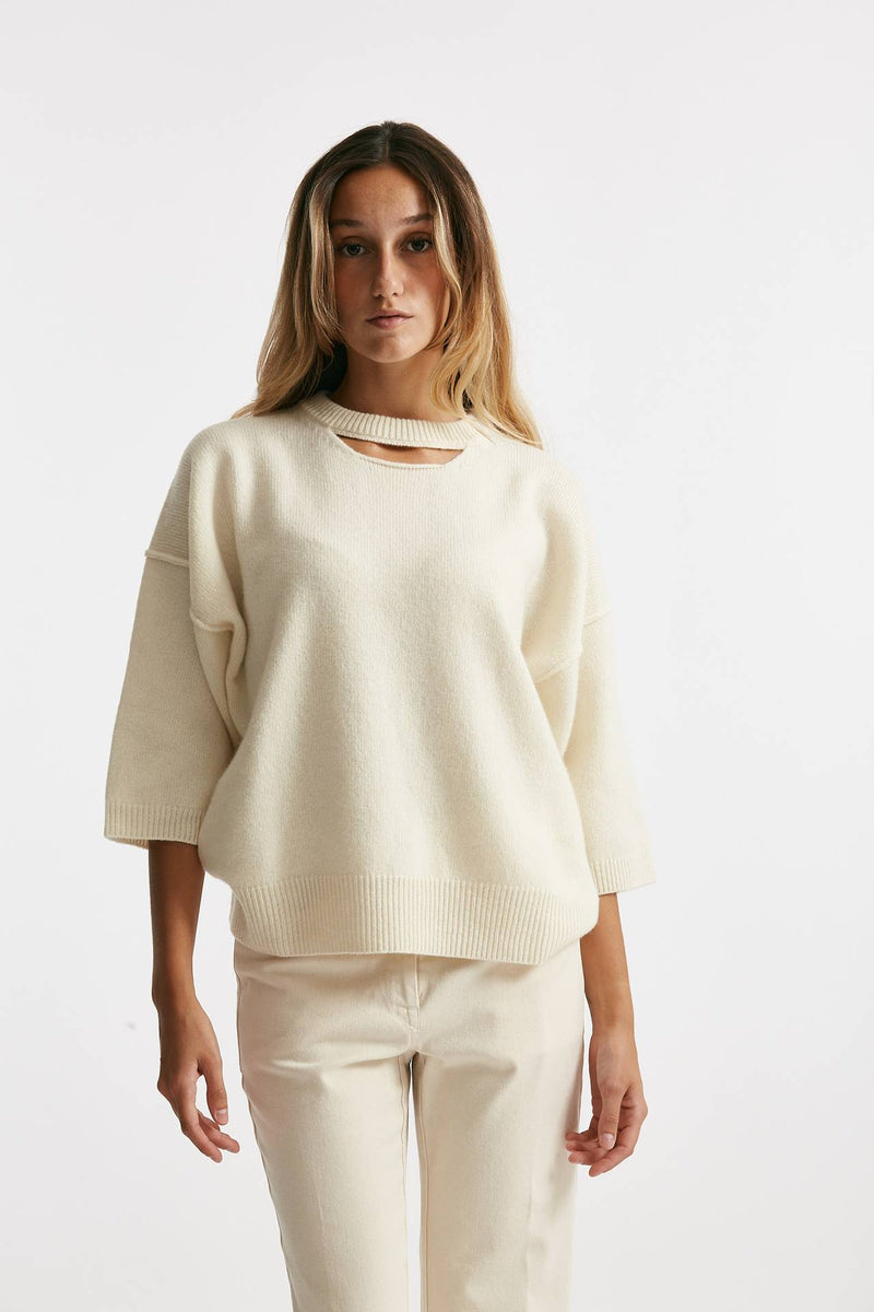 maglia cut off panna donna Federica tosi - 1