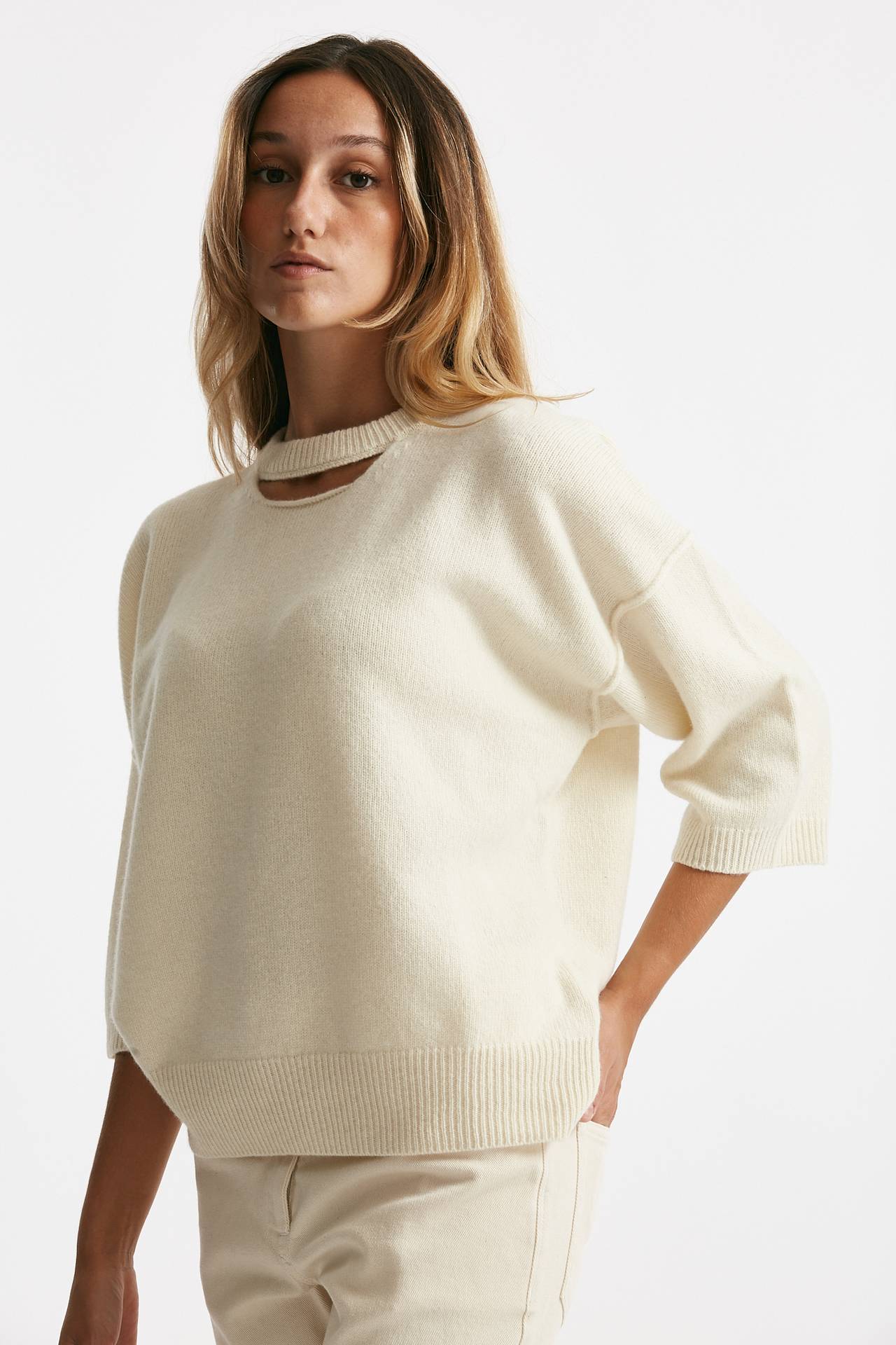 maglia cut off panna donna Federica tosi - 2