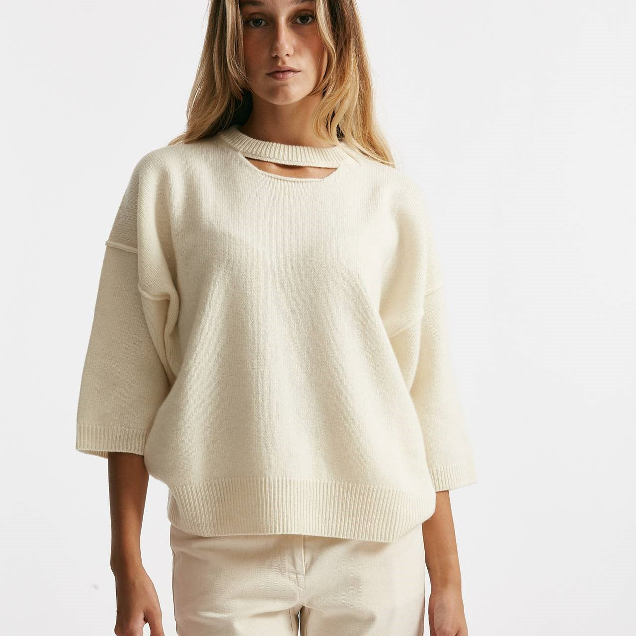 maglia cut off panna donna Federica tosi - 7