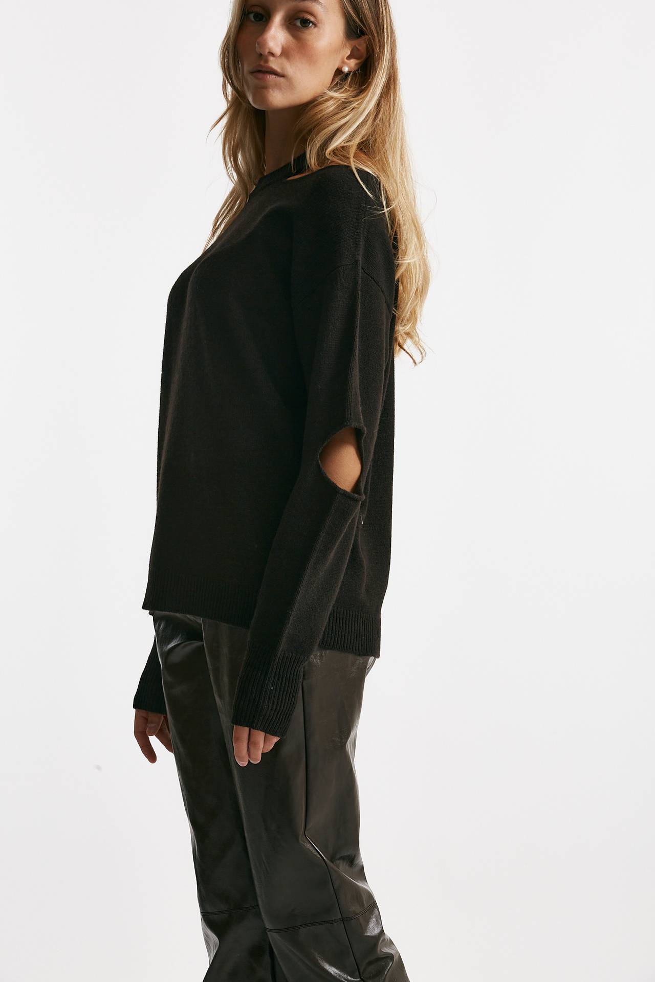 maglia over cut off cioccolato donna Federica tosi - 2