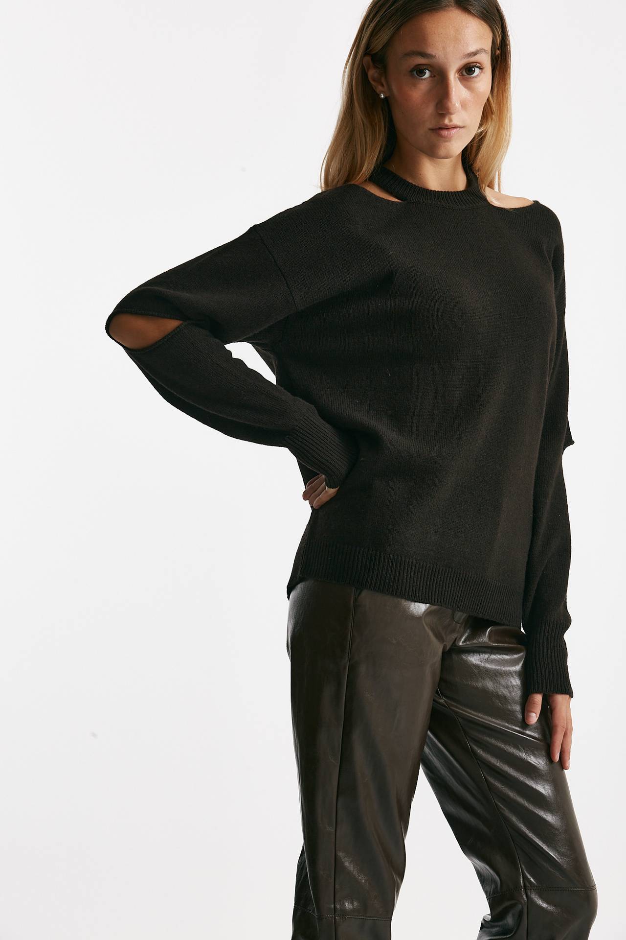 maglia over cut off cioccolato donna Federica tosi - 4