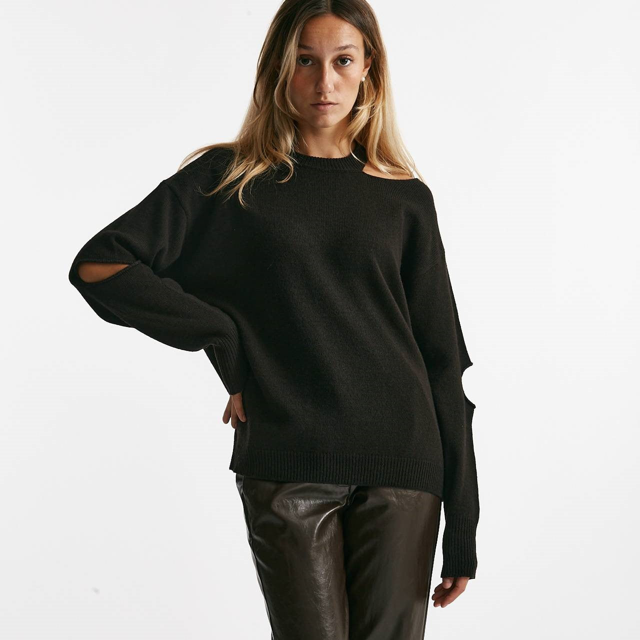 maglia over cut off cioccolato donna Federica tosi - 7