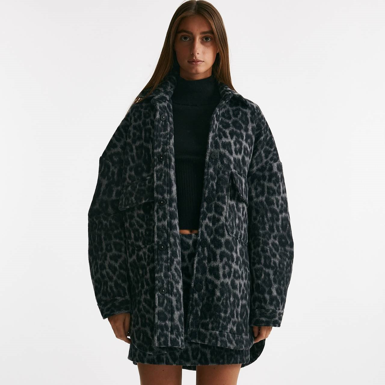 blazer over animalier nero e grigio donna Federica tosi - 8