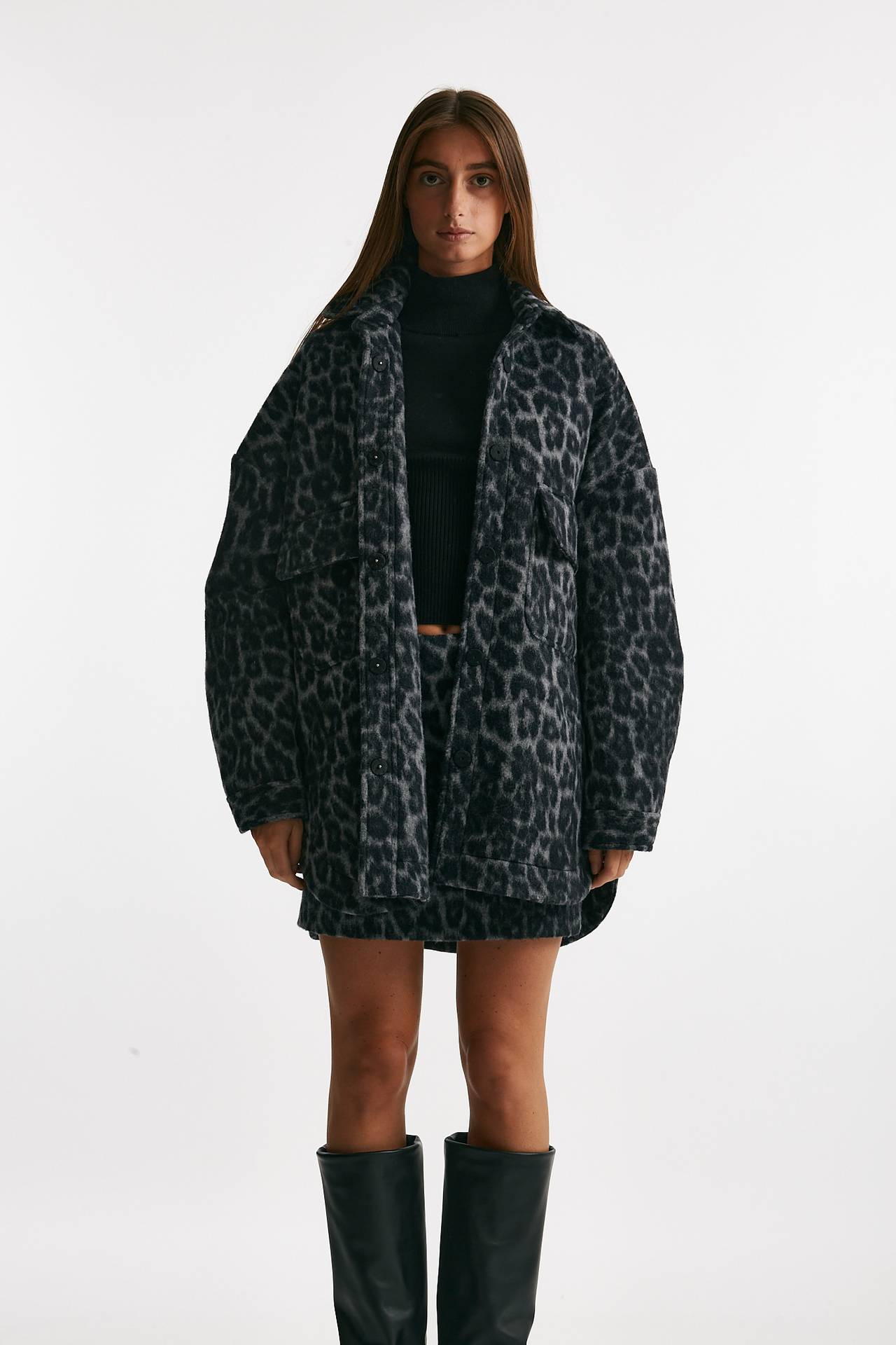 blazer over animalier nero e grigio donna Federica tosi - 1