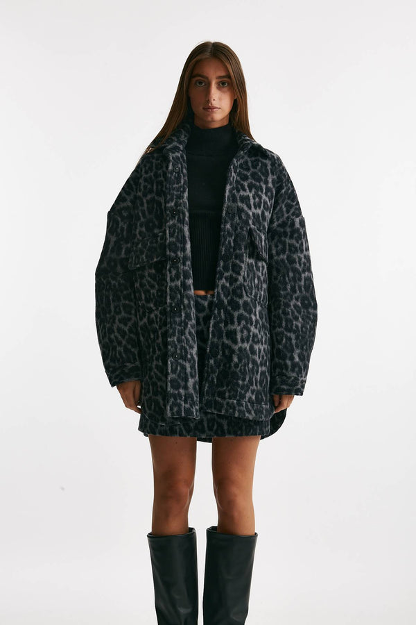 blazer over animalier nero e grigio donna Federica tosi