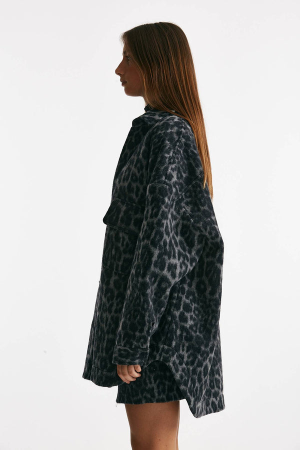 blazer over animalier nero e grigio donna Federica tosi