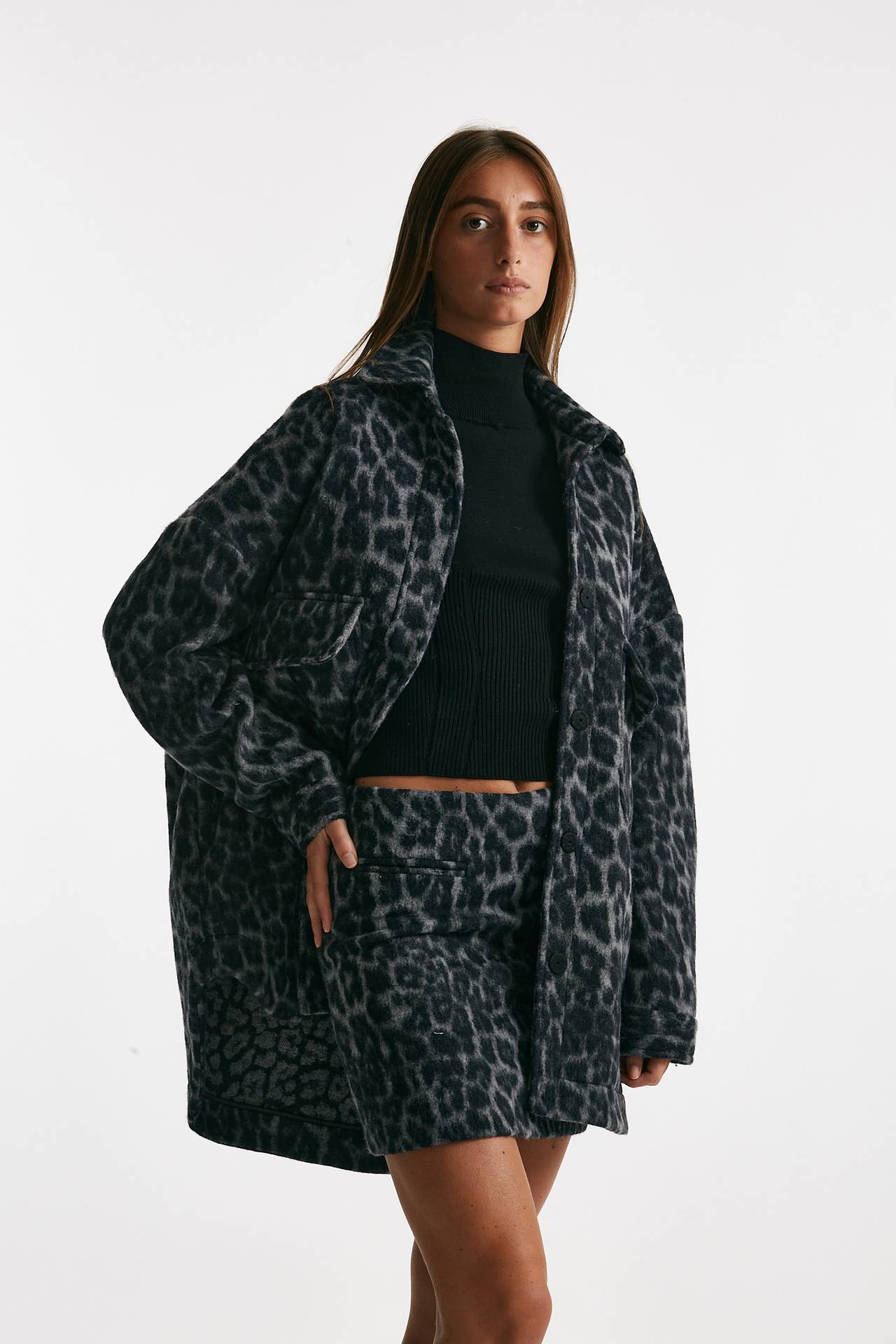 blazer over animalier nero e grigio donna Federica tosi - 3