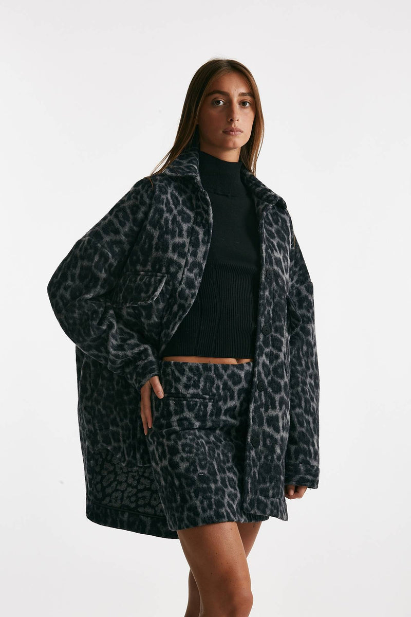 blazer over animalier nero e grigio donna Federica tosi - 3