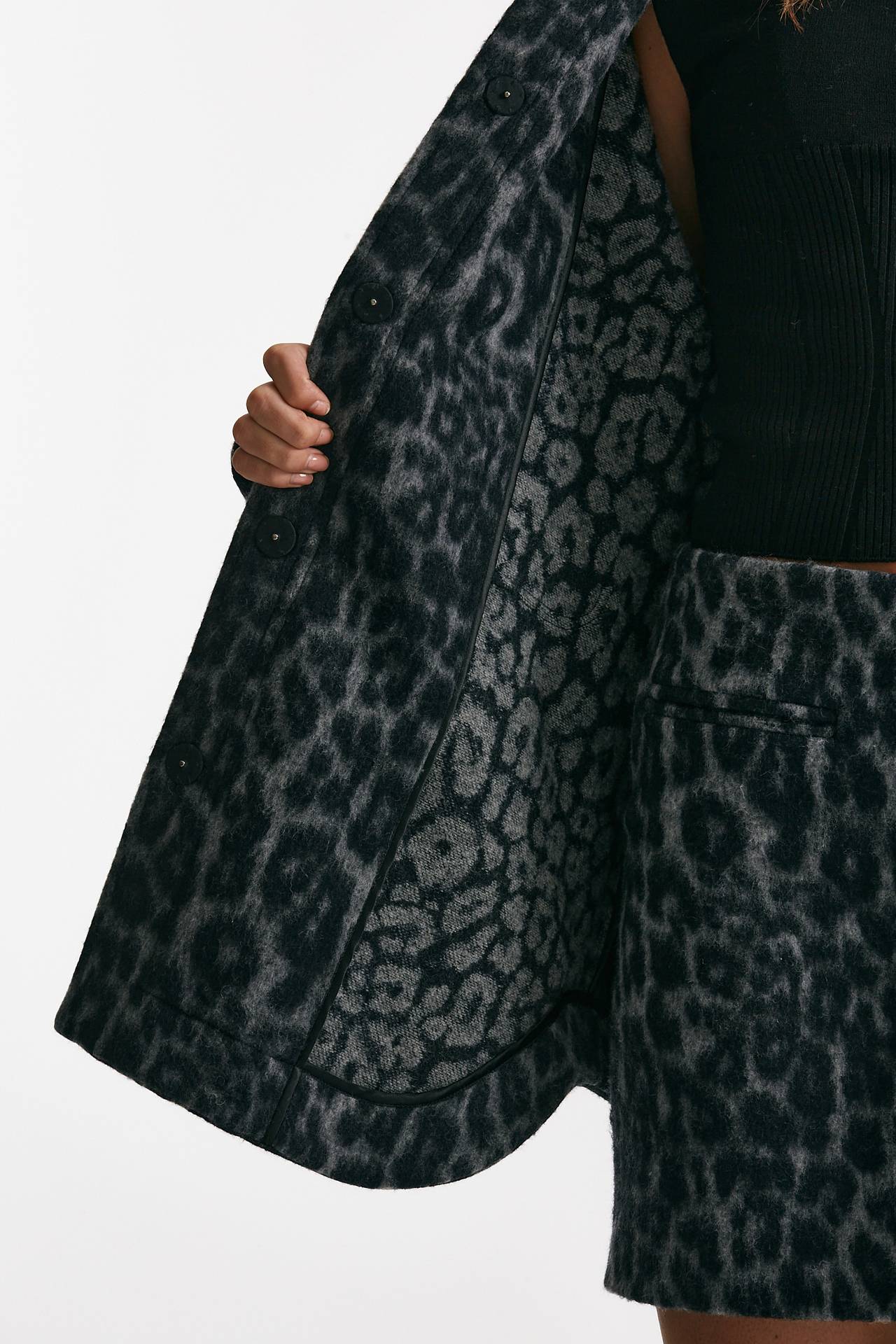 blazer over animalier nero e grigio donna Federica tosi - 7