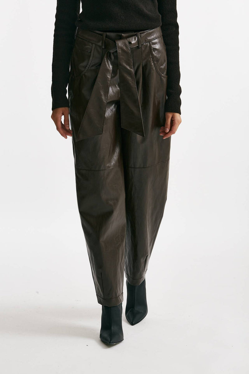 pantalone morbido in eco pelle cioccolato donna Federica tosi - 1