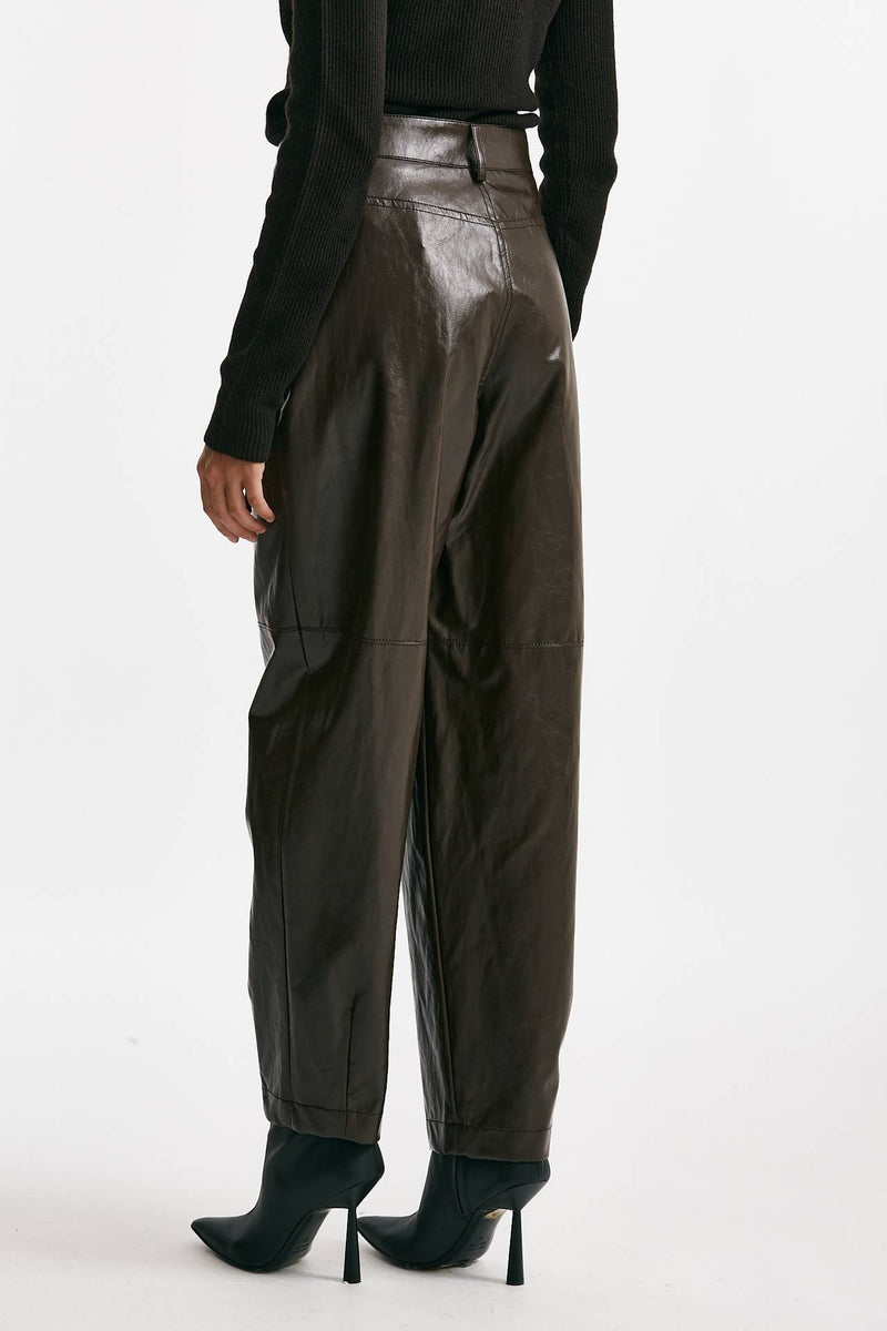 pantalone morbido in eco pelle cioccolato donna Federica tosi - 3