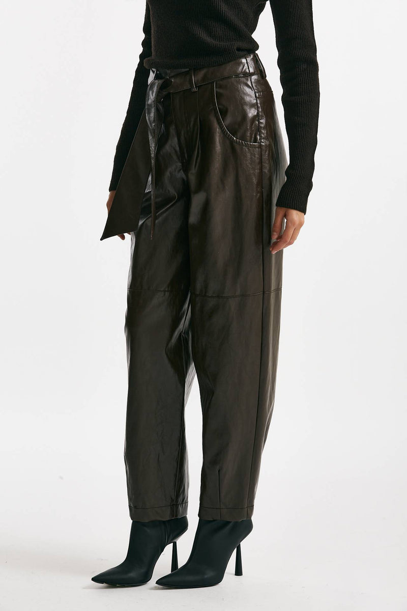 pantalone morbido in eco pelle cioccolato donna Federica tosi - 4