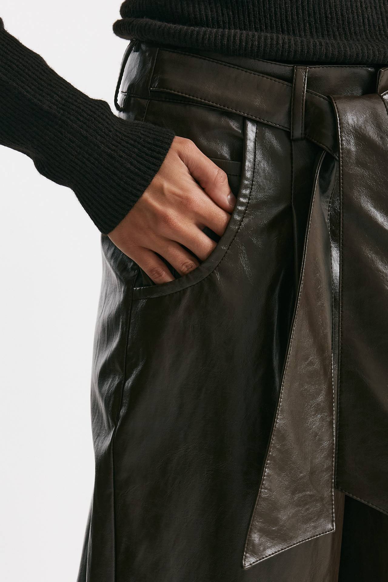 pantalone morbido in eco pelle cioccolato donna Federica tosi - 5