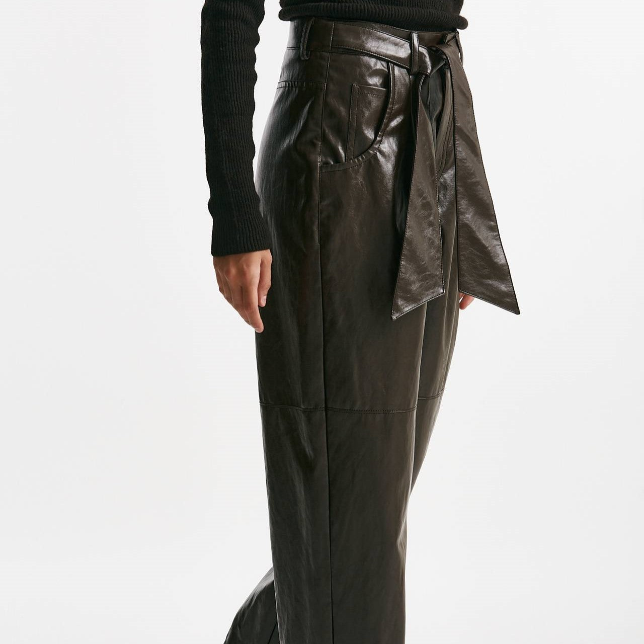 pantalone morbido in eco pelle cioccolato donna Federica tosi - 7