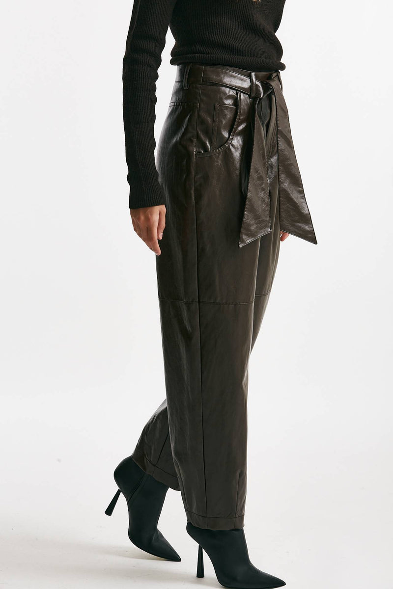 pantalone morbido in eco pelle cioccolato donna Federica tosi - 2