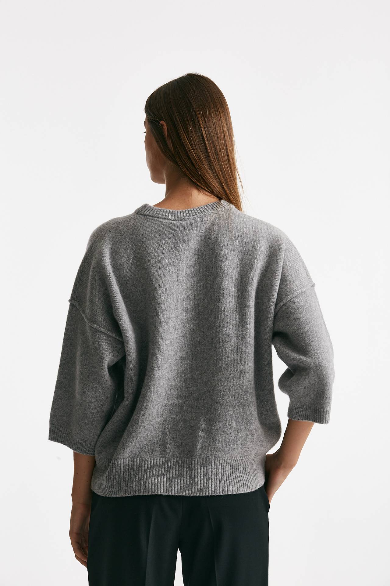 maglia cut off grigio melange donna Federica tosi - 2