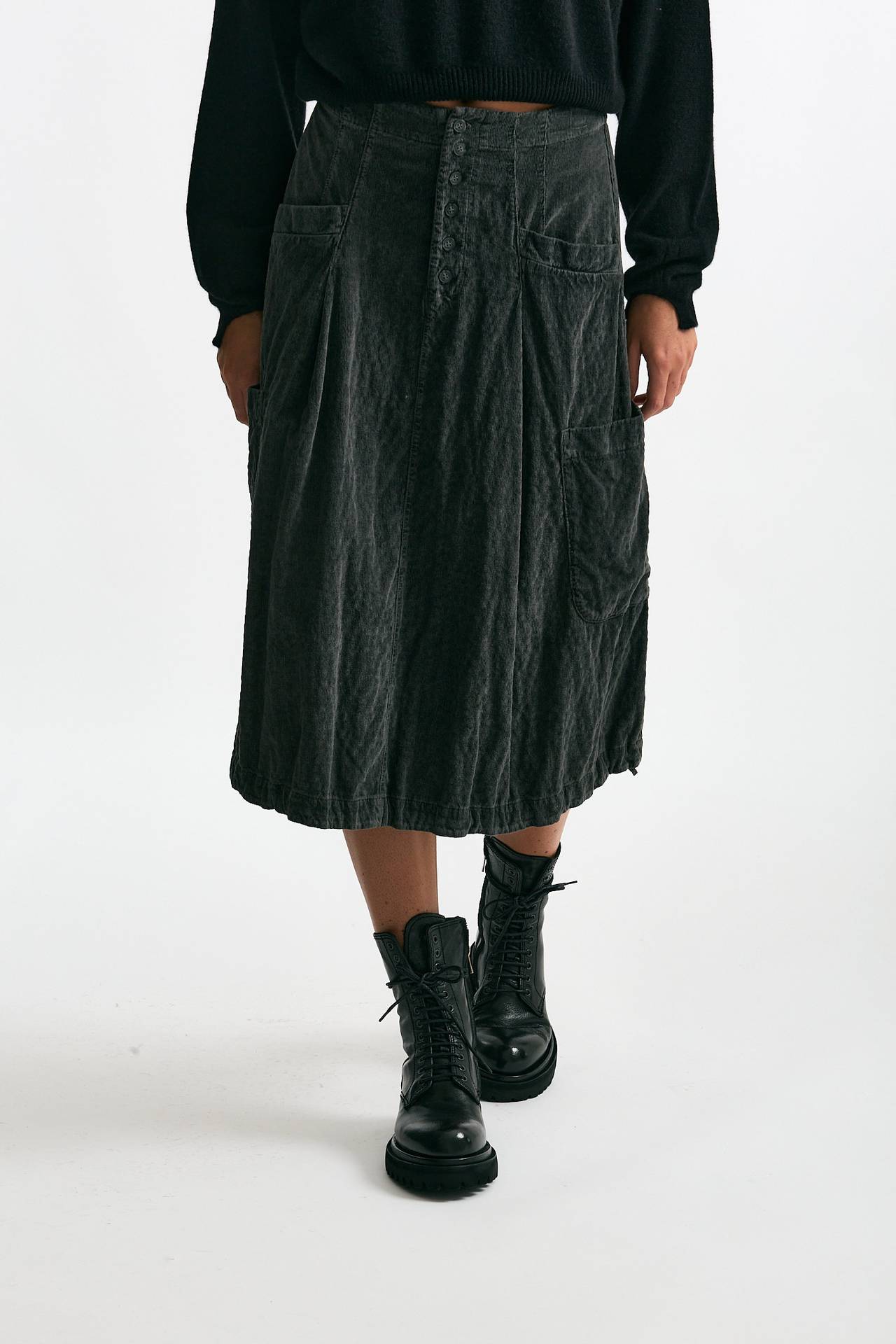 Gonna midi in velluto a costine piombo donna Transit par such - 1