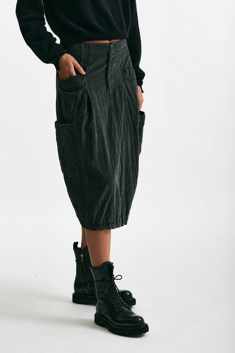 Gonna midi in velluto a costine piombo donna Transit par such - 4