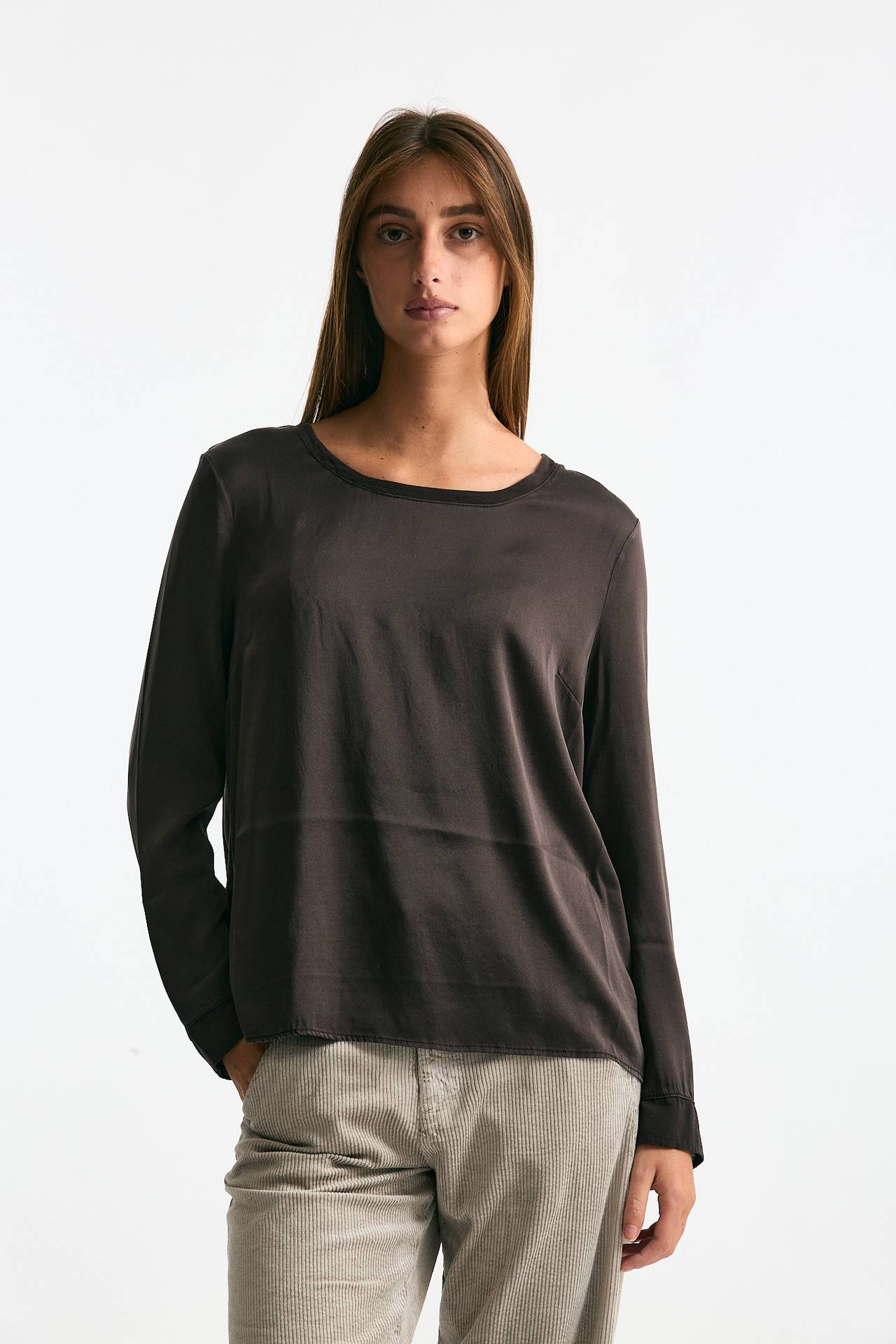 T-shirt in seta marrone donna Transit par such - 1