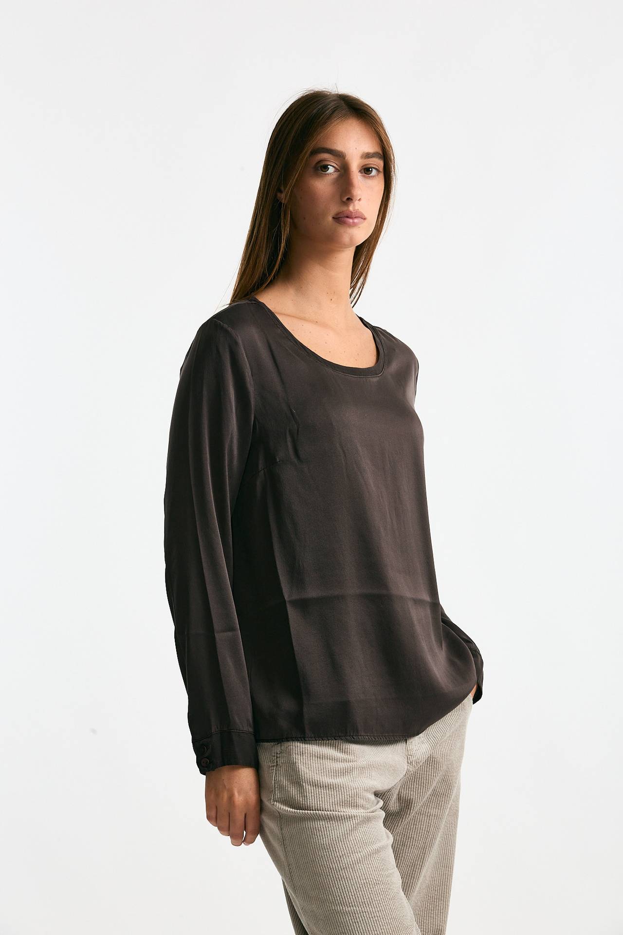 T-shirt in seta marrone donna Transit par such - 4