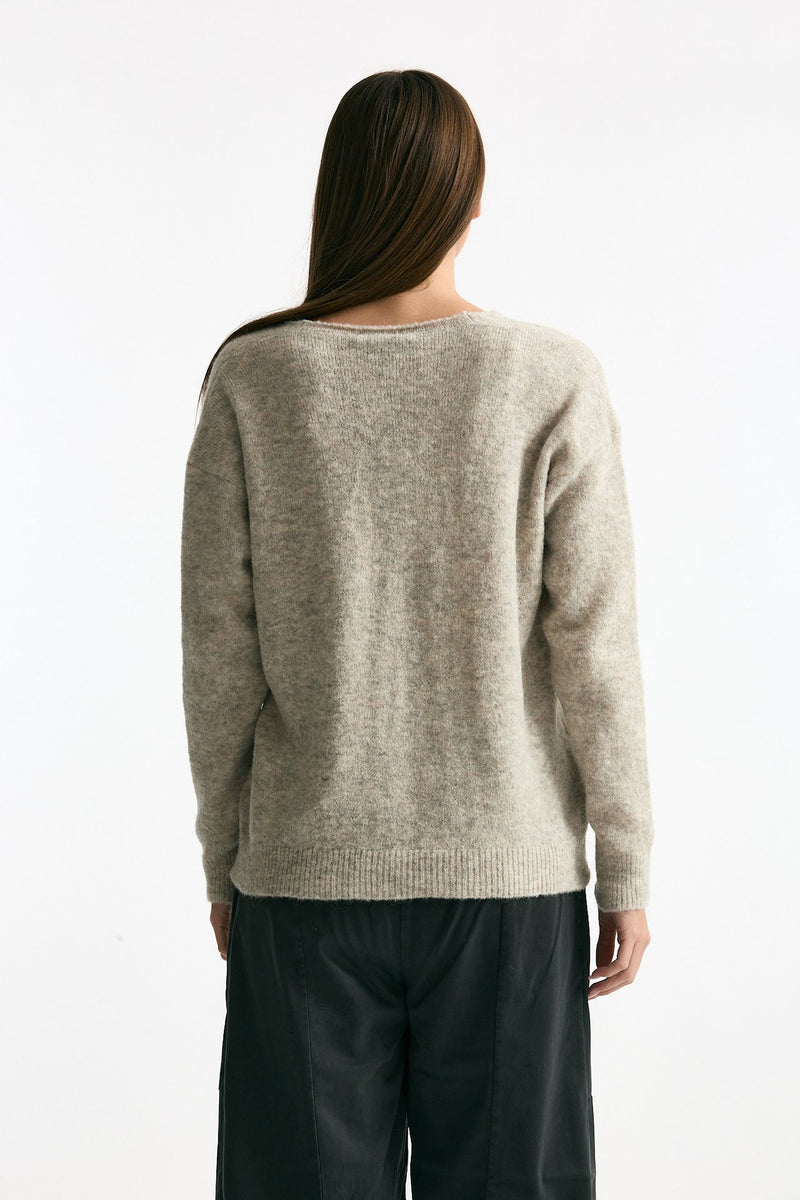 Maglia scollo a v grigio melange donna Transit par such - 4