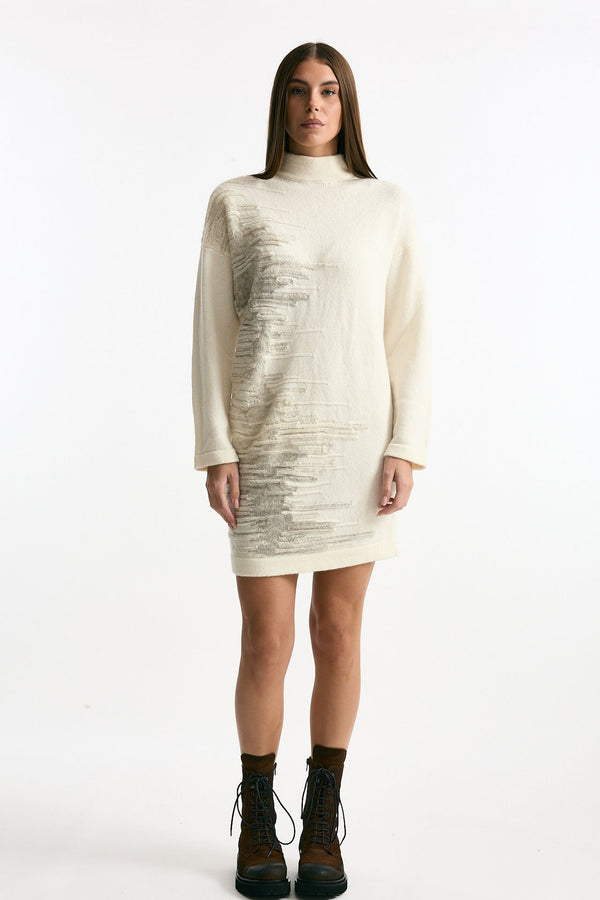 Abito in maglia bianco con lavorazione beige donna Transit par such