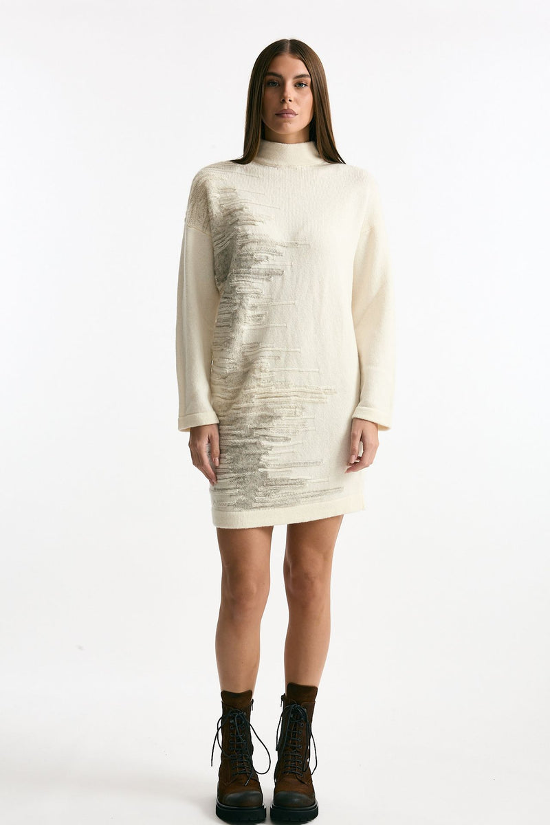 Abito in maglia bianco con lavorazione beige donna Transit par such - 2