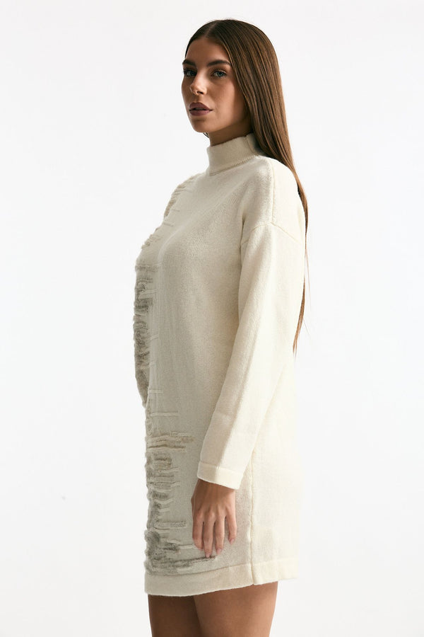 Abito in maglia bianco con lavorazione beige donna Transit par such