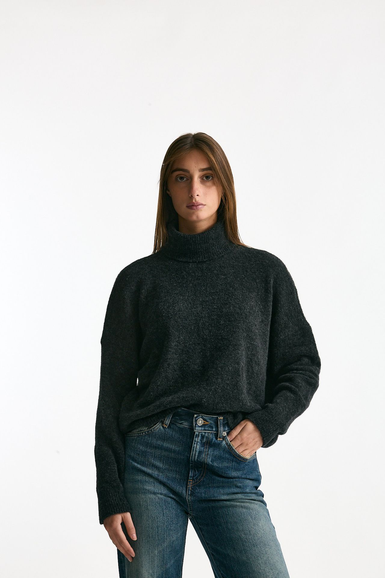 Maglia dolcevita antracite donna Transit par such - 2