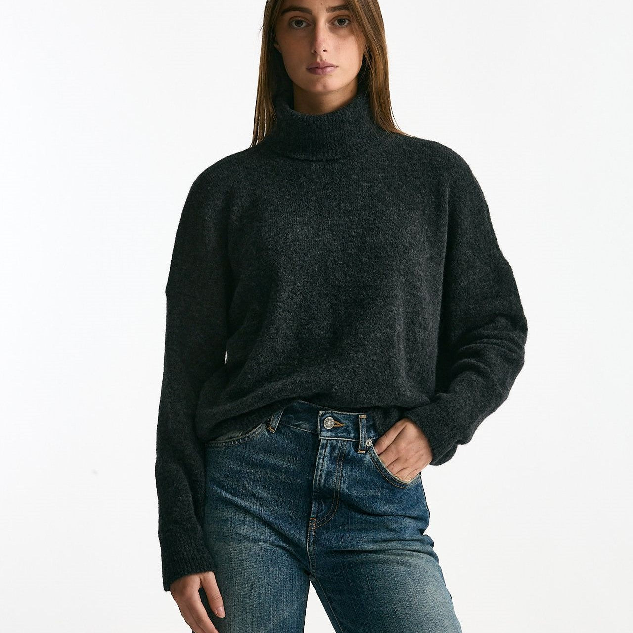 Maglia dolcevita antracite donna Transit par such - 7