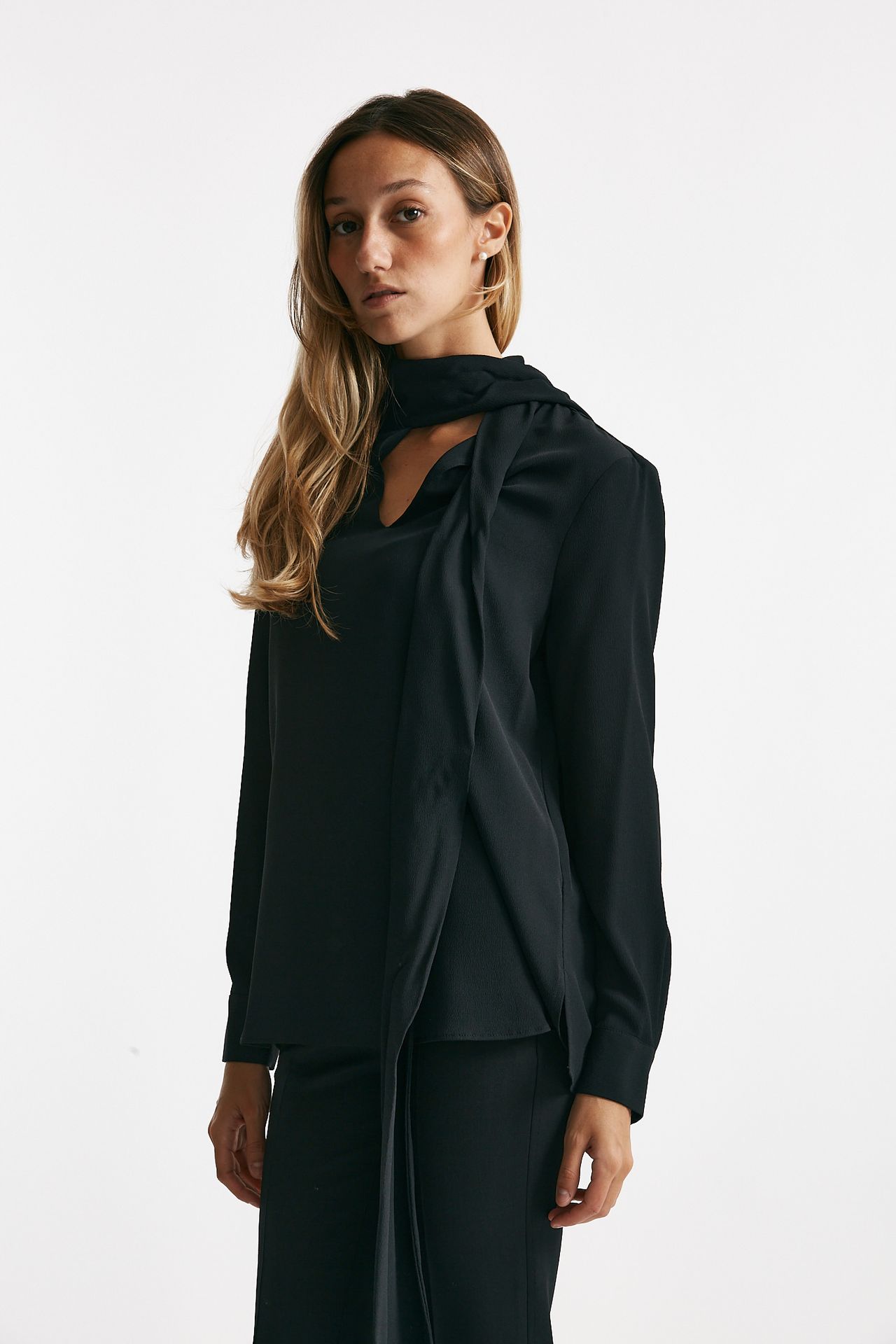 Camicia in misto seta ANGEL nero donna Zanone - 2