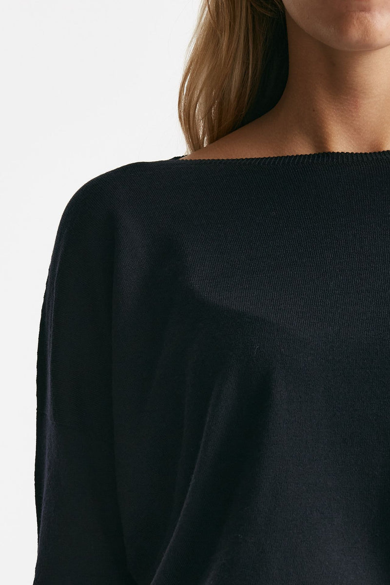 Maglia in lana rasata blu notte donna Zanone - 5