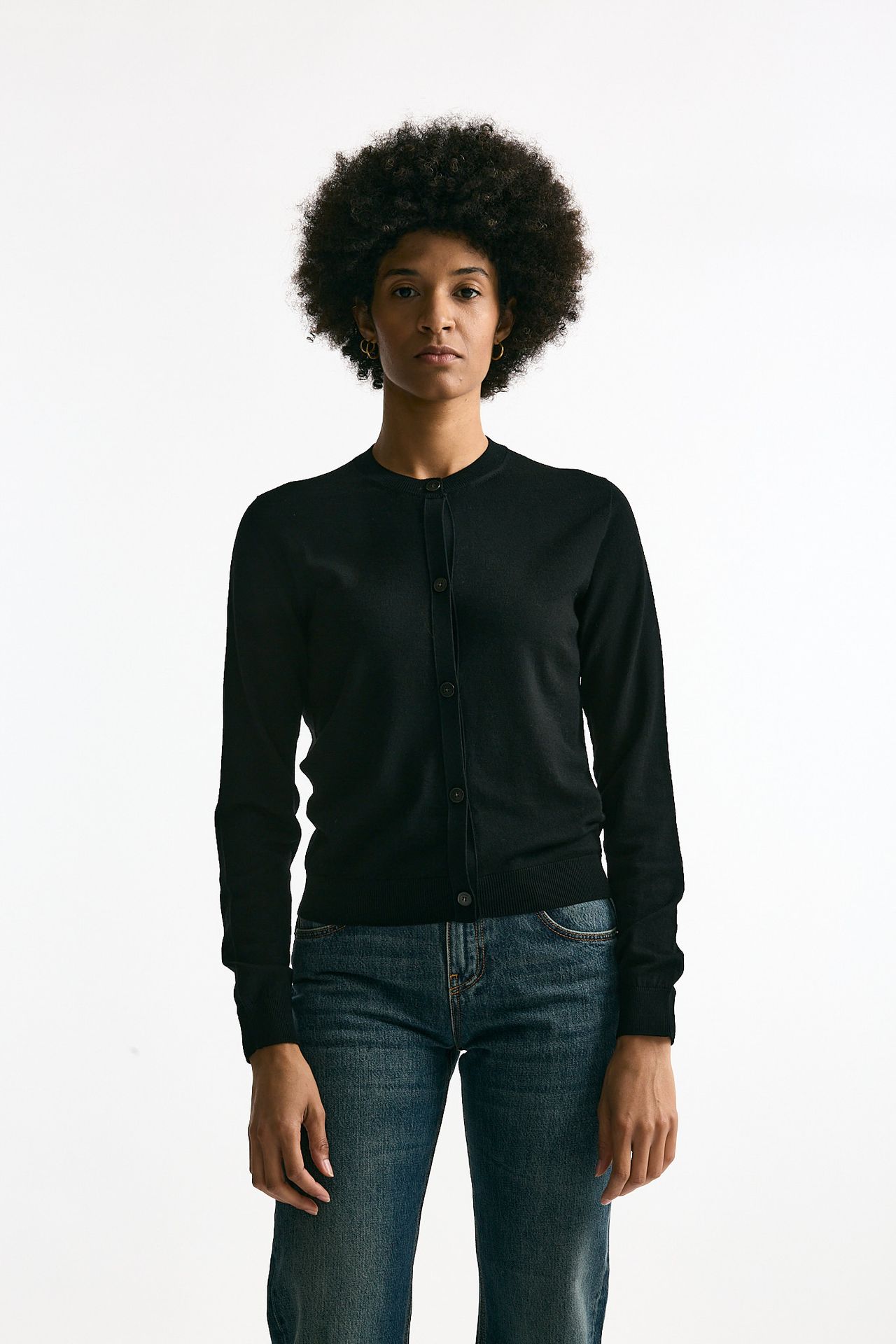 Cardigan in lana rasata nero donna Zanone - 1