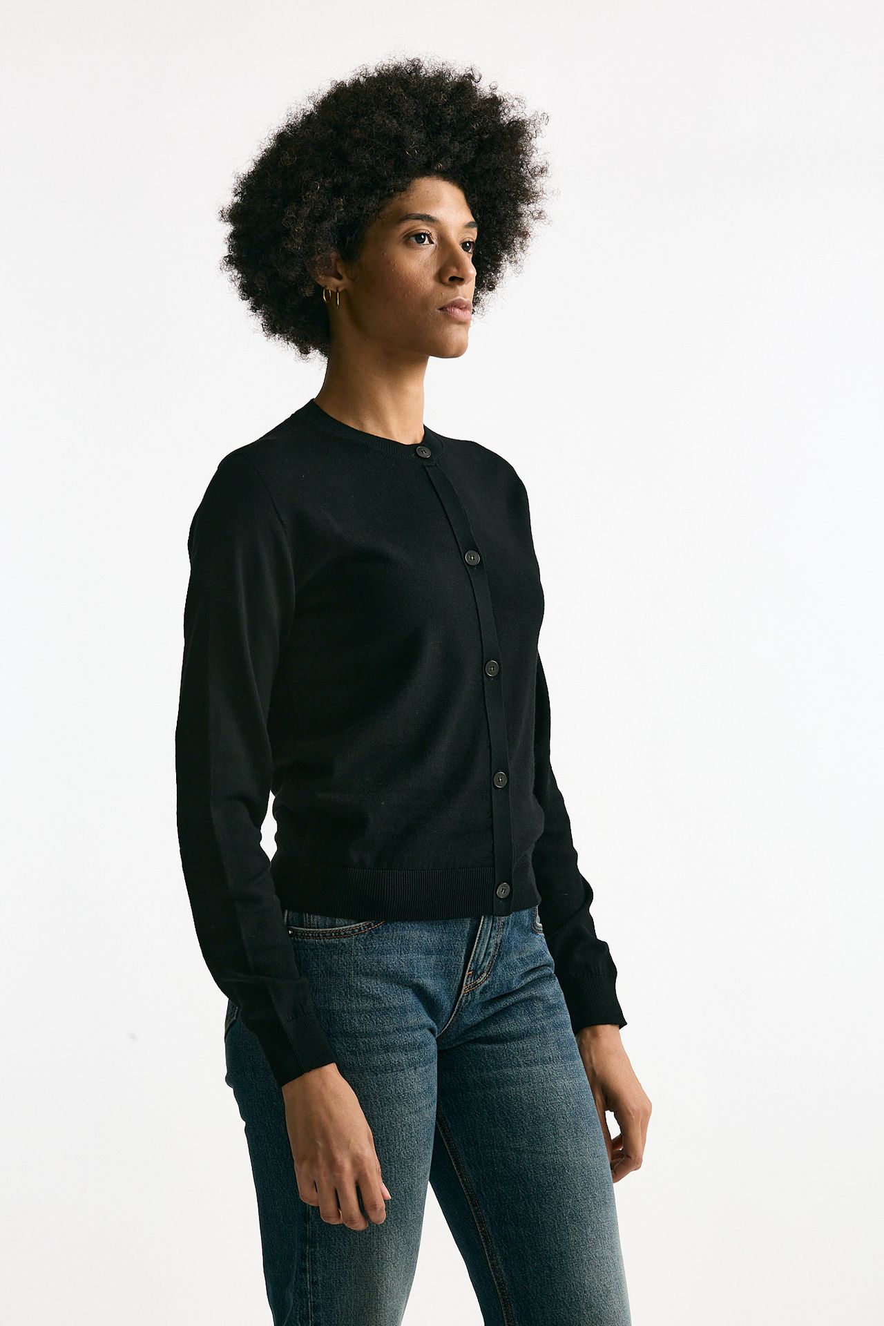 Cardigan in lana rasata nero donna Zanone - 2