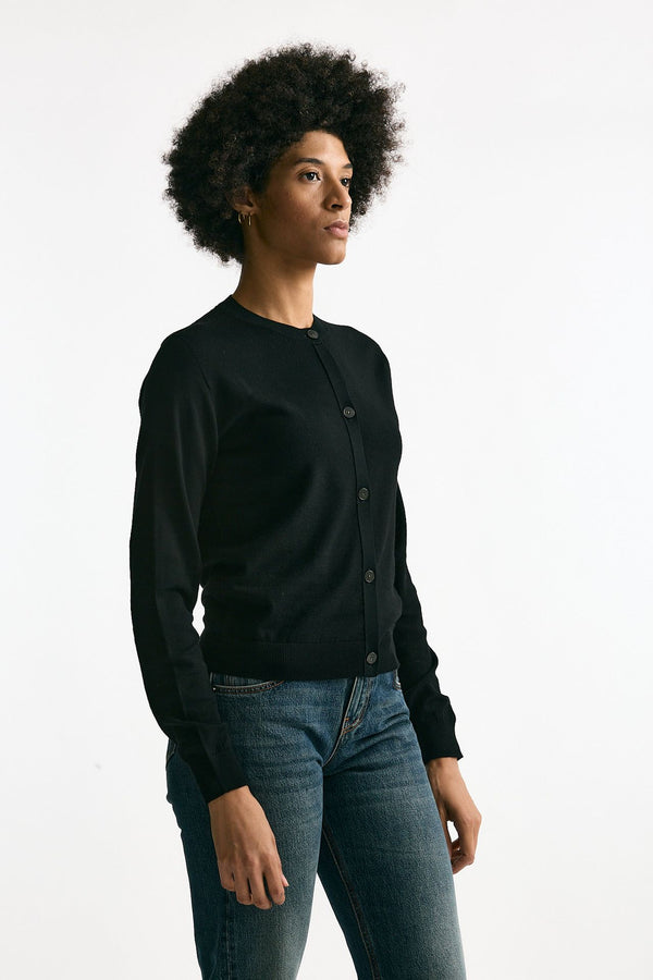 Cardigan in lana rasata nero donna Zanone