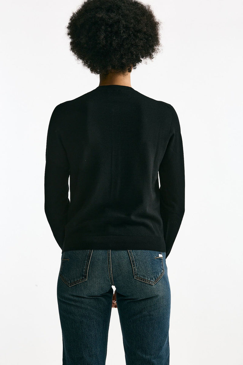 Cardigan in lana rasata nero donna Zanone - 3