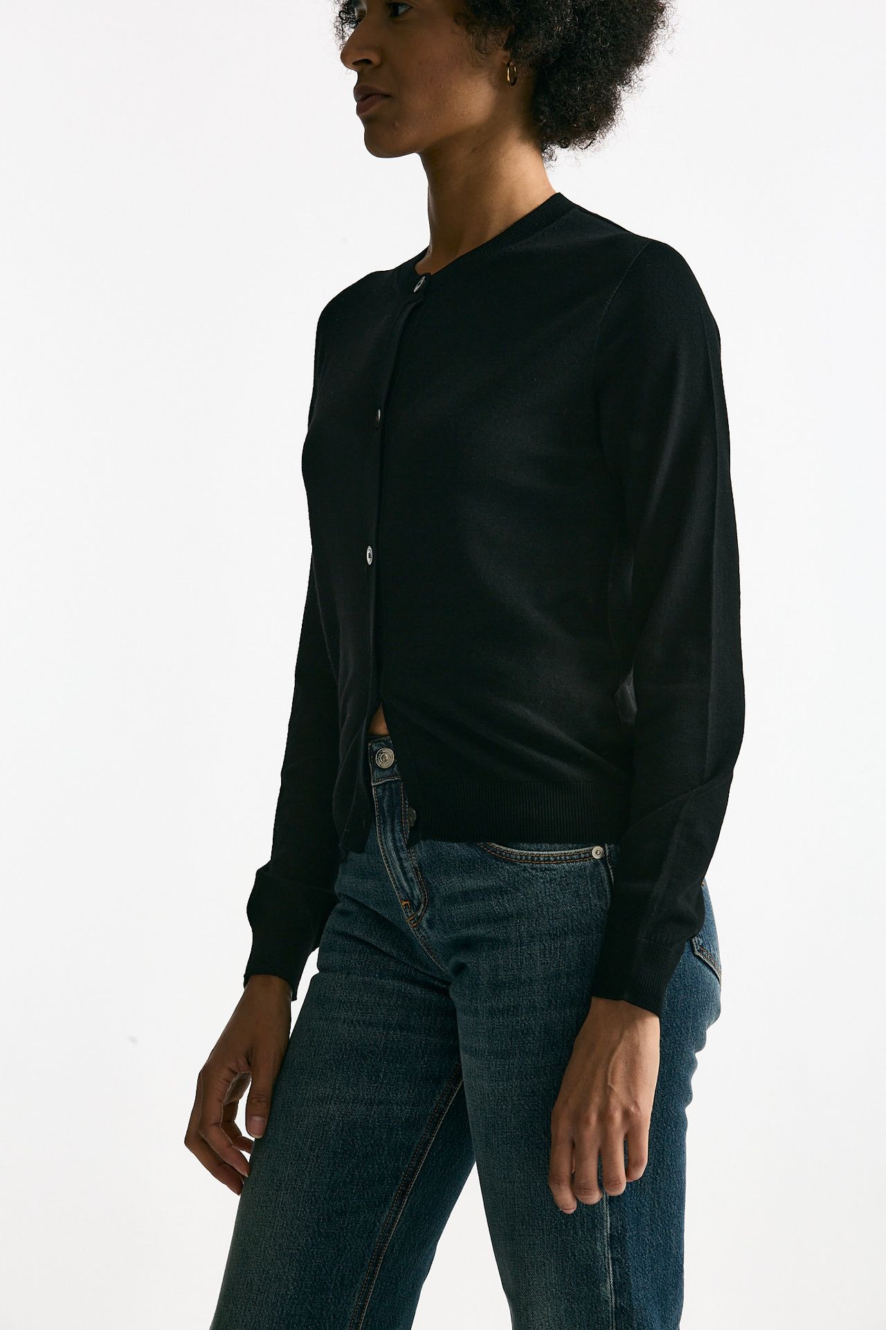 Cardigan in lana rasata nero donna Zanone - 4