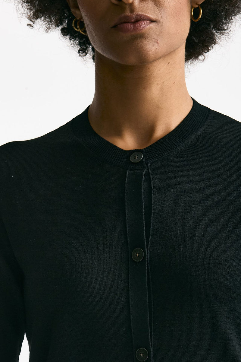 Cardigan in lana rasata nero donna Zanone - 5