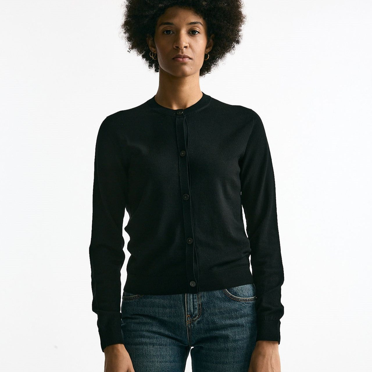 Cardigan in lana rasata nero donna Zanone - 7