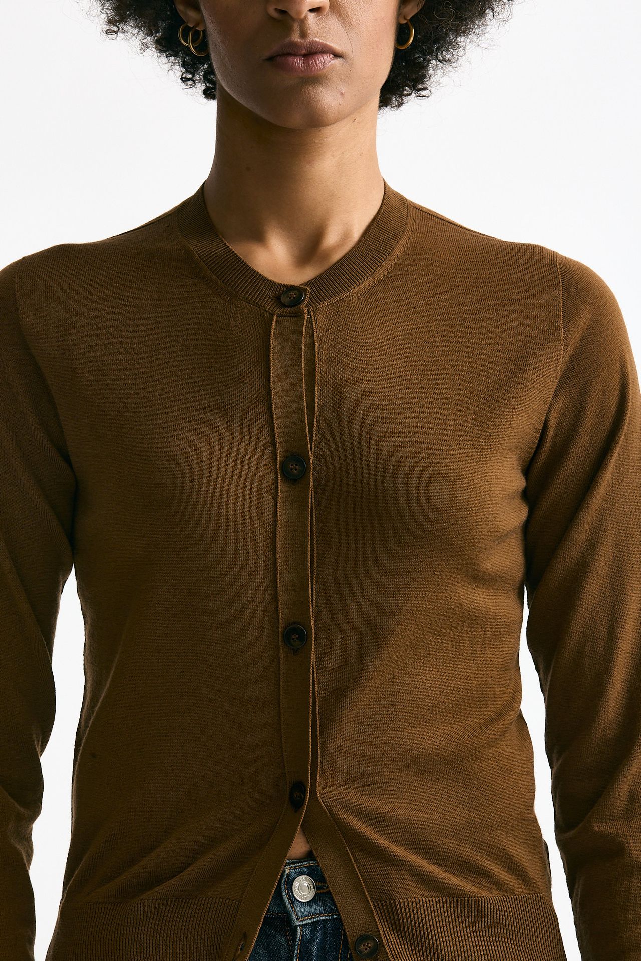 Cardigan in lana rasata cammello donna Zanone - 4