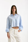 Camicia crop rigata azzurra e bianca donna The andamane - 1