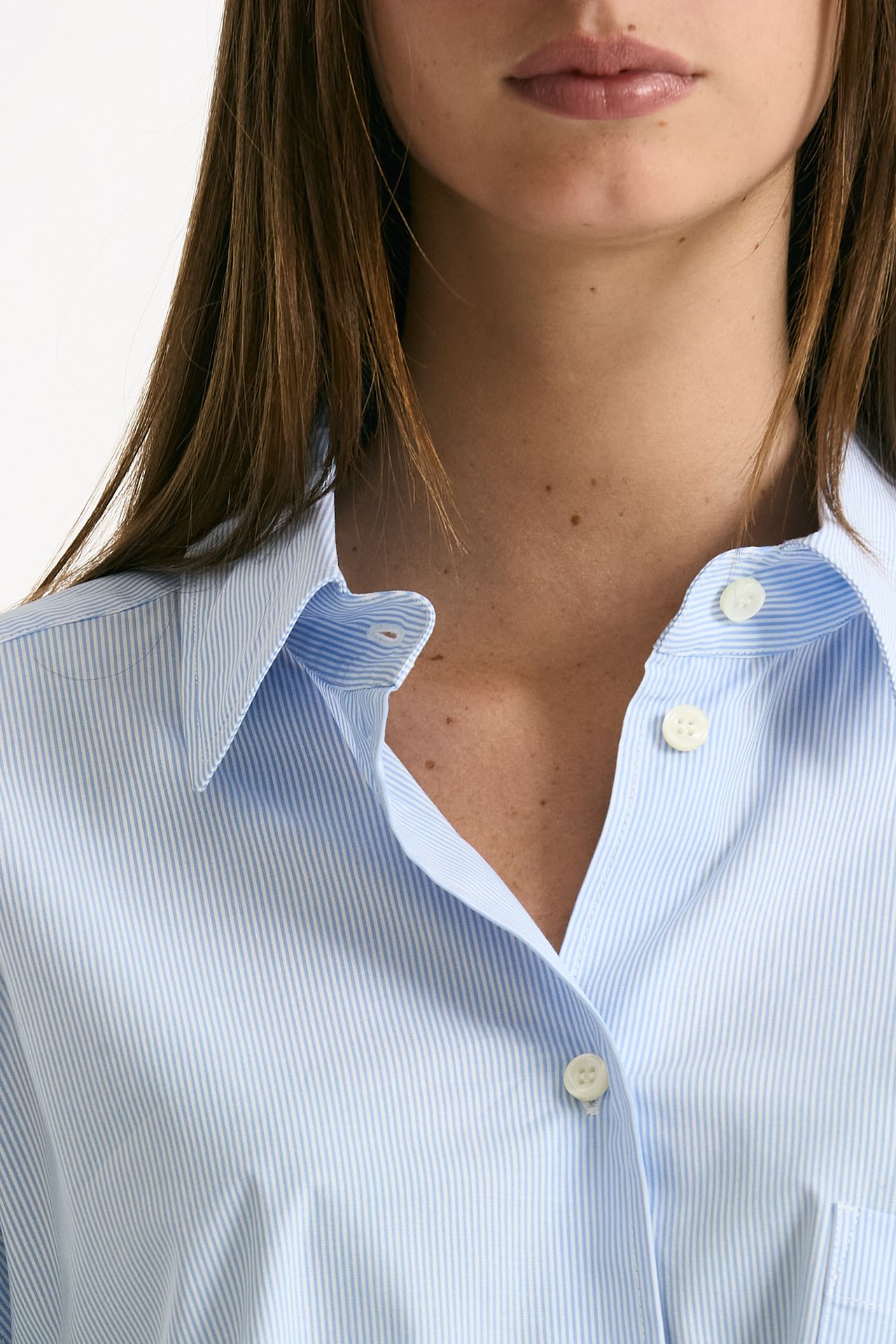 Camicia crop rigata azzurra e bianca donna The andamane - 6