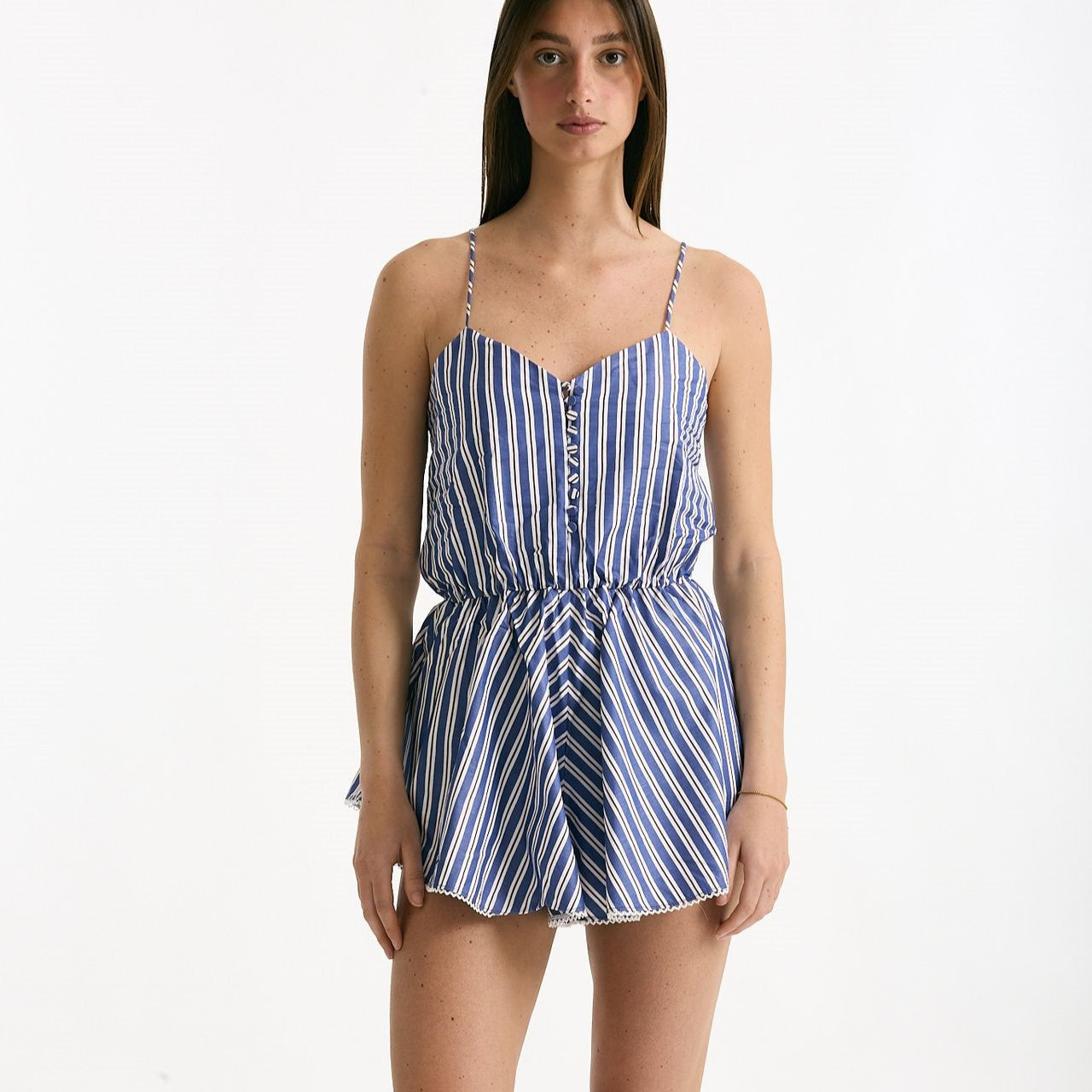 Jumpsuit corta Rigata blu bianca e bordeaux donna The andamane - 6