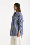 Camicia over Rigata blu bianca e bordeaux donna The andamane - 3